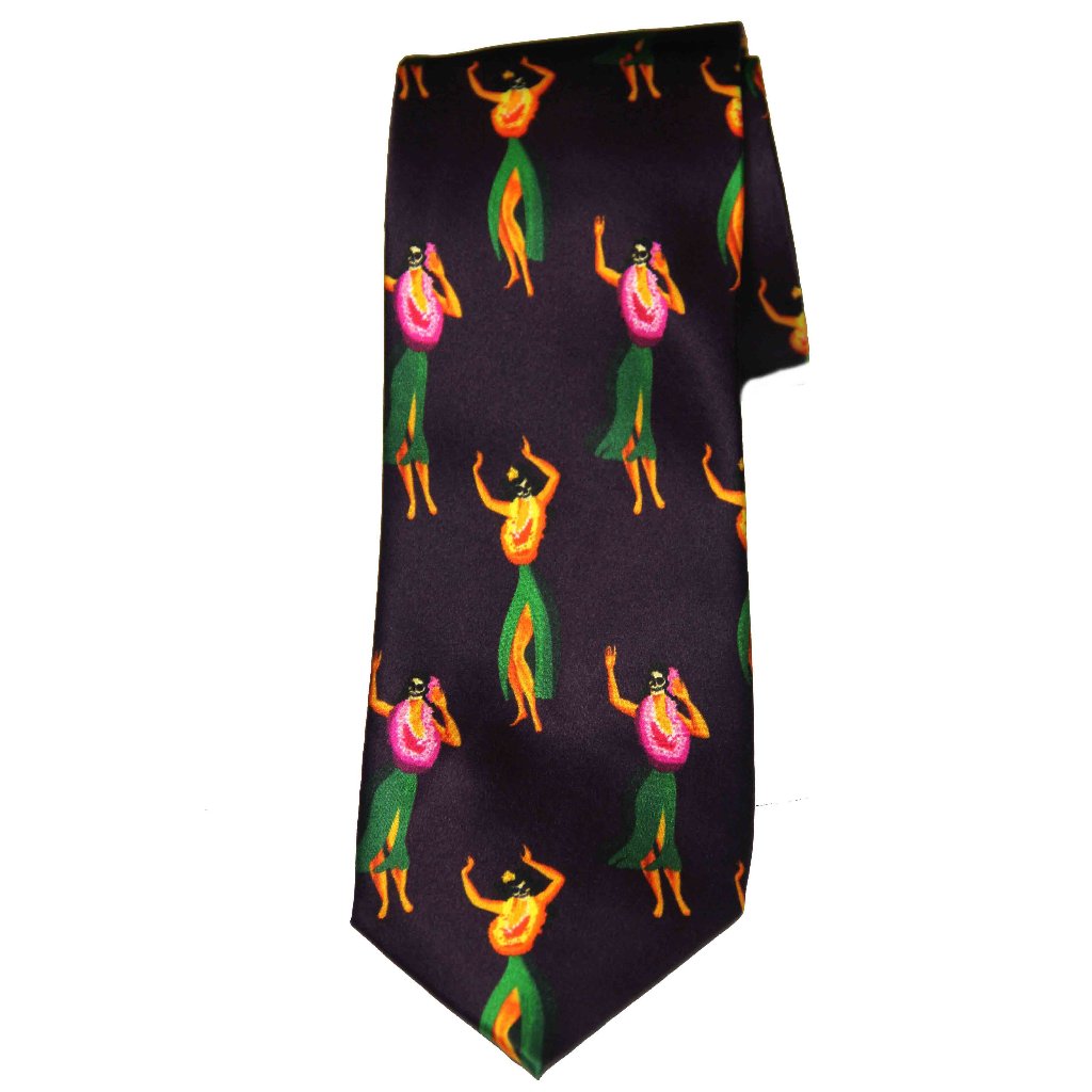 Sss World Corp London Skull Hula Dancers Tie Purple Men's